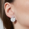 Boucles d'oreilles martelées puces avec pierres roses en Argent