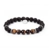 Bracelet homme personnalisé perles effet lave et perles marron