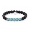 Bracelet personnalisé homme effet perles de lave et perles turquoise