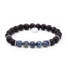 Bracelet homme personnalisé perles effet lave et perles bleues