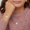 Bracelet cordon enfant avec médaille cœur perlé 15 mm personnalisée en Argent