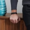 Bracelet homme personnalisé en cuir tressé noir double tour avec boucle noire