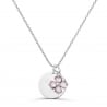 Collier enfant personnalisé pendentif trèfle rose, argent