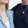 Duo colliers personnalisés homme femme médaille ronde 20 mm argent