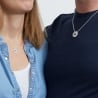 Duo colliers personnalisés homme femme médaille cible argent