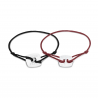 Duo bracelets cordons personnalisés homme femme médaille losange argent