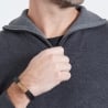 Bracelet homme personnalisable avec cuir tressé noir et boucle rosée