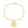Bracelet trombone & médaille gravée, plaqué or