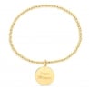 Bracelet élastique perles Plaqué Or et médaille 15 mm gravée