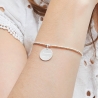 Bracelet élastique perles Argent et médaille 15 mm gravée