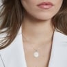 Collier personnalisé médaille soleil avec initiale florale, argent