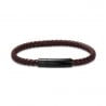 Bracelet homme personnalisé en cuir tressé marron arrondi et boucle noire