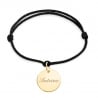Bracelet cordon avec médaille 15 mm Plaqué Or personnalisée