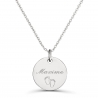 Médaille de naissance personnalisée argent avec petits pieds gravés