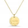 Médaille de naissance personnalisée en plaqué or pour femme.