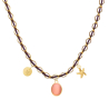 Collier charms personnalisé chaîne dorée et cordon violet, acier inoxydable