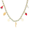 Collier charms personnalisé chaîne dorée et cordon vert d'eau, acier inoxydable