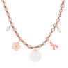 Collier charms personnalisé chaîne dorée et cordon rose, acier inoxydable