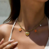 Collier charms personnalisé chaîne dorée et cordon kaki, acier inoxydable