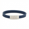 Bracelet illustré "Croix et Rameaux" en cuir plat, double tour avec boucle argentée