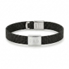 Bracelet  en Acier Noir, Argenté ou Doré avec Plaque Argentée