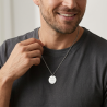 Collier Homme Gravé Acier – Médaille Ronde bombée