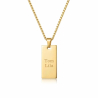 Collier Homme Gravé Acier Doré – Médaille Rectangulaire