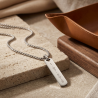 Collier personnalisé homme médaille rectangulaire, acier