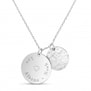 Packshot du collier personnalisé médaille gravée 20 mm et médaille martelée 15 mm en Argent