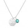 Collier personnalisé médaille martelée 14 mm Argent et pierre fine verte