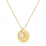 Packshot du Collier personnalisé médaille martelée 15 mm Plaqué Or et pierre fine rose