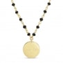 Packshot du Collier avec pierres noires et médaille martelée personnalisée 15 mm Plaqué Or