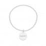Packshot du bracelet élastique perles Argent et médaille 15 mm gravée