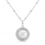 Collier personnalisé médaille 17 mm perlée initiale Argent