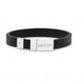 Bracelet avec initiale ajustable en cuir noir et boucle acier
