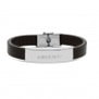 Bracelet homme personnalisé en cuir grainé noir et boucle acier