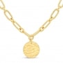 Collier personnalisé Plaqué Or maille trombone arrondie et médaille martelée 15 mm