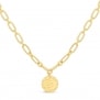 Collier personnalisé Plaqué Or maille trombone arrondie et médaille martelée 15 mm