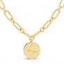 Collier personnalisé Plaqué Or maille trombone arrondie et médaille martelée 15 mm