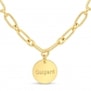 Collier personnalisé Plaqué Or maille trombone arrondie et médaille 15 mm