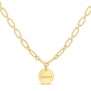 Collier personnalisé Plaqué Or maille trombone arrondie et médaille 15 mm