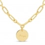 Collier personnalisé Plaqué Or maille trombone arrondie et médaille 15 mm
