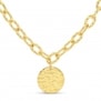 Collier personnalisé Plaqué Or maille arrondie et médaille martelée 15 mm