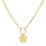Collier personnalisé Plaqué Or chaîne 2 mailles et médaille martelée 15 mm