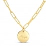 Collier Plaqué Or maille trombone avec médaille 15 mm
