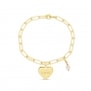 Bracelet trombone médaille coeur 14 mm Plaqué Or