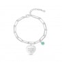 Bracelet trombone médaille coeur 14 mm Argent