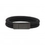 Bracelet homme personnalisable noir métal tressé, double tour avec boucle noire