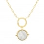 Collier personnalisé Plaqué Or chaîne petits maillons et médaille nacre blanche 15 mm