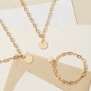 Collier personnalisé Plaqué Or maille arrondie et médaille martelée 15 mm